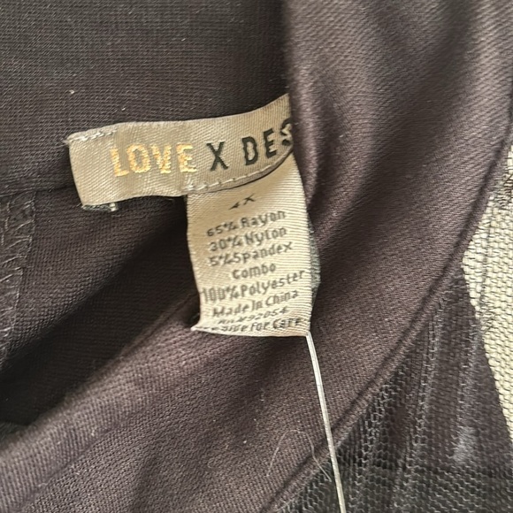 Love By Design Mixed Media Shift Dress with Mesh Dot Sleeves black NWT Size 4X - Picture 7 of 7